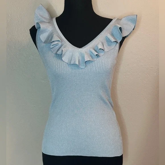 ZIMMERMANN SIZE 1 Waverly Frill V-Neck Top - Picture 2 of 7